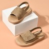 buy baby clothes wholesale Toddler Girl Letter Print Velcro Strap Sandals 