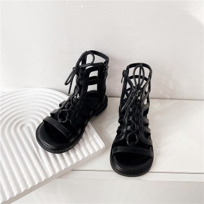 British Style Lace-Up Soft-Soled Roman Shoes Non-Slip Sandals Girls Summer Shoes