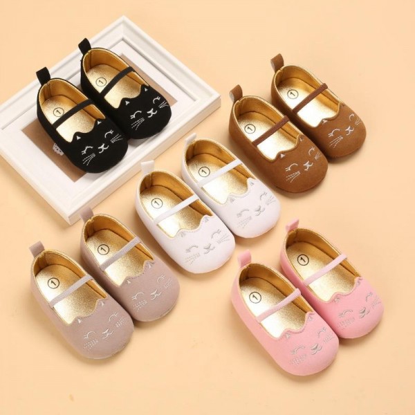 Baby Girl Cartoon Cat Pattern Elastic Band Shoes