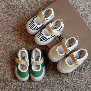 kids boutique wholesale Solid color Velcro Canvas Shoes 