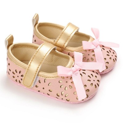 Baby Girls Bow Decor Magic Tape Princess Shoes Kids Shoes