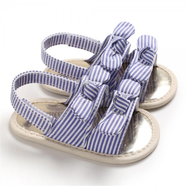 Baby Bow Decor Striped Magic Tape Sandals Children Shoes