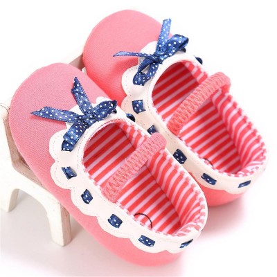 Baby Girls Elastic Band Bow Polka Dot Princess Flat Shoes