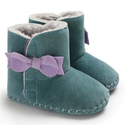 Baby Girls Bow Decor Winter Fur Snow Boots Girls Shoes