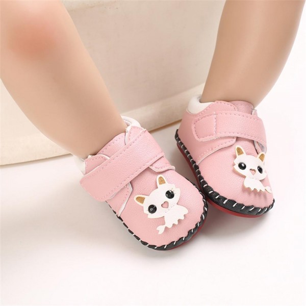 Baby Girls Cartoon Solid Magic Tape Flats Kids Shoes