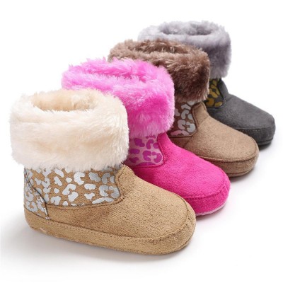 Baby Girls Solid Printed Winter Fur Boots Children Shoes