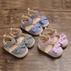 Baby Girls Striped Bow Decor Magic Tape Sandals Baby Shoes vendors