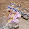 Baby Girls Striped Bow Decor Magic Tape Sandals Baby Shoes vendors