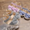 Baby Girls Striped Bow Decor Magic Tape Sandals Baby Shoes vendors